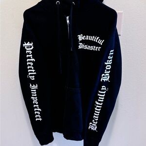 Beautiful Disaster Women's Black Zip-Up Sweater